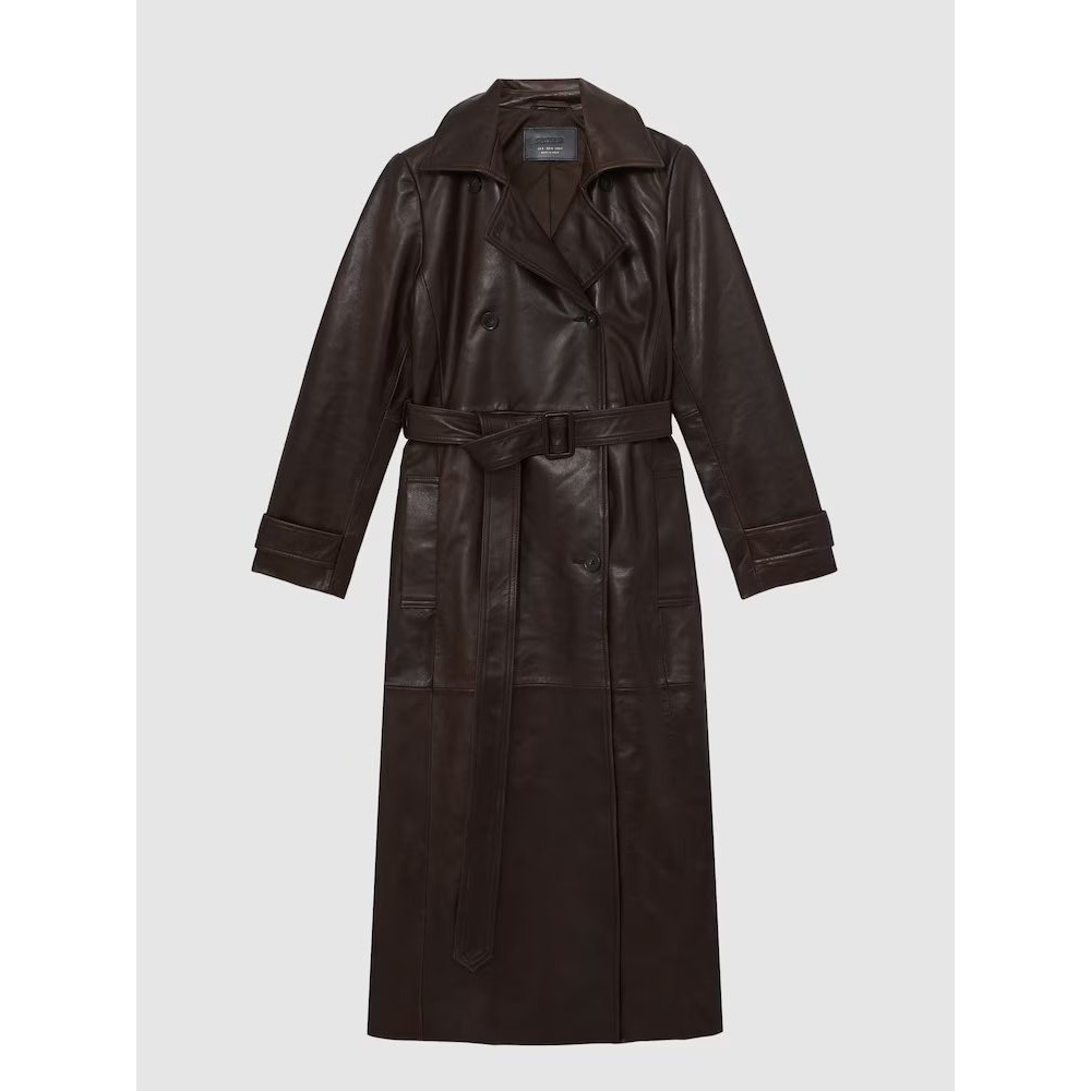 Reiss Hattie Leather Trench Coat 6 Chocolate Brown 100%  Leather Retail $1245 - Picture 9 of 11